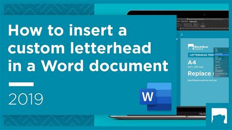 How to insert a custom letterhead in a Word document 2019 YouTube