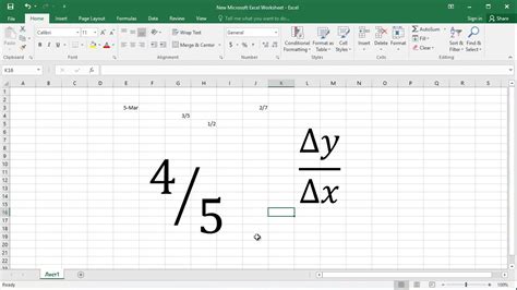 How to insert a fraction in excel