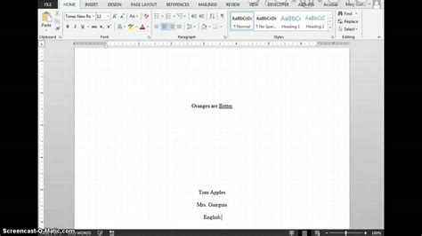 How to insert a title in word