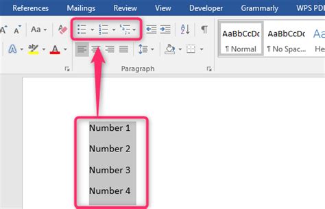 How to insert automatic numbering in word