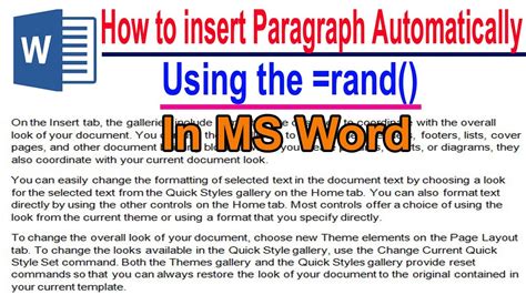 How to insert automatic paragraph in word