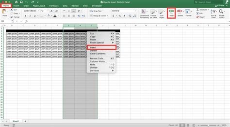 How to insert cells in word