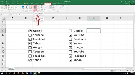 How to insert check boxes in excel