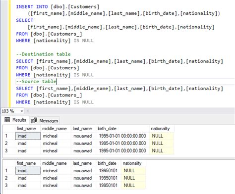 How to insert data in table sql