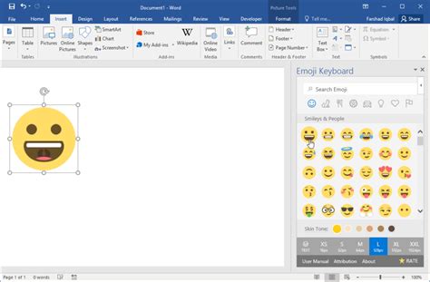 How to insert emoji in word