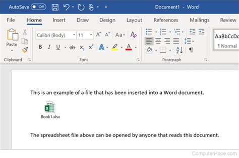 How to insert file in word document