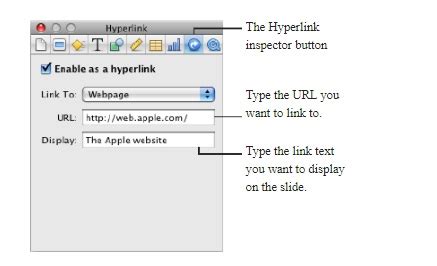 How to insert hyperlink in keynote
