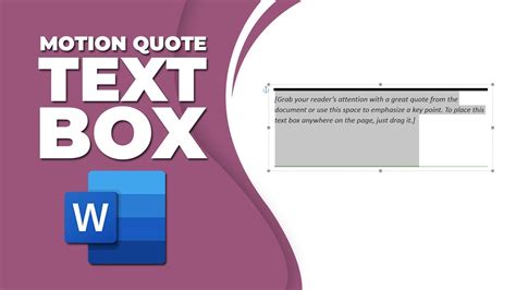 How to insert motion quote text box in Microsoft word YouTube