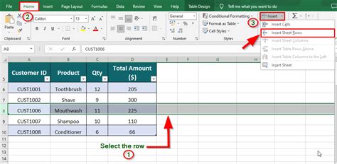 How to insert one row in excel