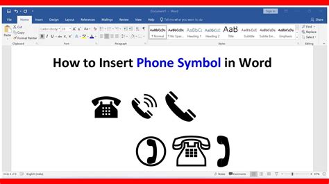 How to insert phone symbol in word