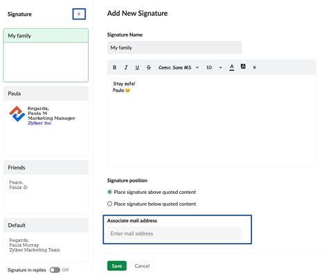 How to insert signature in mail