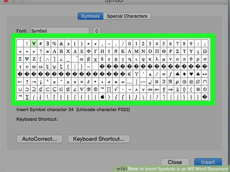 How to insert symbols in word