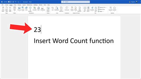 How to insert the word count into a Microsoft Word document