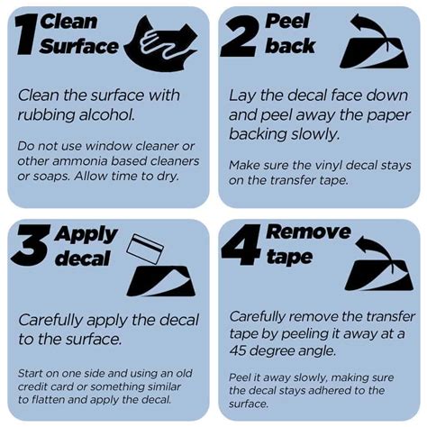 Mar 14, 2016 · 1. Clean the Surface. Choose a calm, windless day with air temperatures above 65 degrees Fahrenheit to apply the decal. Start your project by washing the application surface with soap and water to remove any salt or scum, rinse liberally with water, and dry with a clean towel to avoid water spots.. 