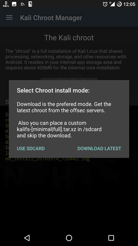 How to install kali chroot on android.  It includes status information and tools to manage Net...