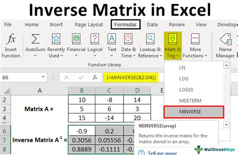 How to inverse a matrix in excel