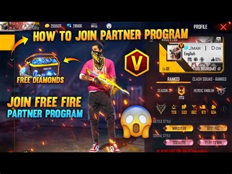 How to join Free Fire Partner Program to get diamonds and V Badge