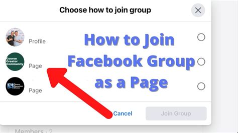 How to join a Facebook group as a page