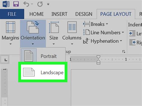 How to landscape page in word
