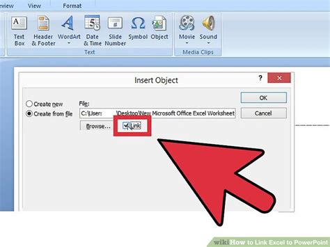 How to link excel file in ppt