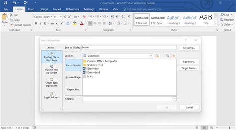 How to link pages in word