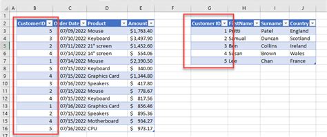 How to link two tables in excel