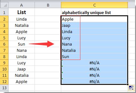 How to list alphabetically in excel