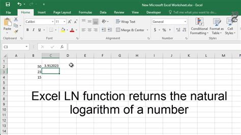 How to ln in excel