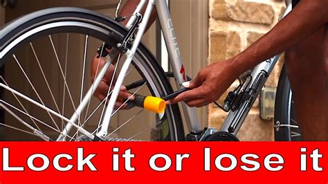 How to lock a bike. Make sure you have a large enough U-lock to encircle both the rear and front wheels. With a U-lock, secure the wheels and the bike wheel to a stable object. Ensure that you put the ‘U’ section of the lock around the bike rim of your back wheel, front wheel, frame and the immovable object. Then, lock them all properly. 