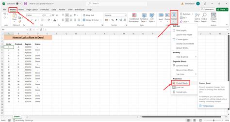 How to lock first row in excel