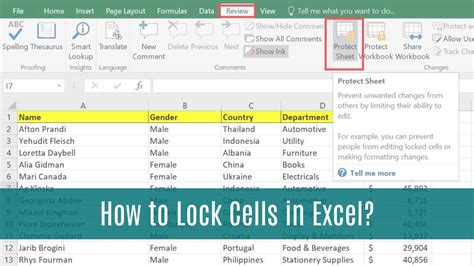 How to lock the cells in excel