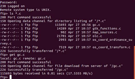 How to login ftp server in linux