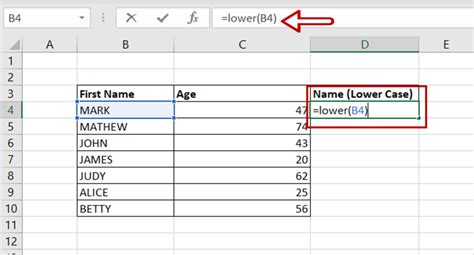 How to lowercase in excel