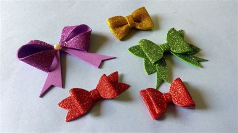 How to make BOWS using Glitter Foam sheets 5 Types of Bows Tutorial