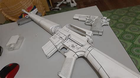 How to make Realistic Papercraft Gun NSP Full Build Part 1 YouTube