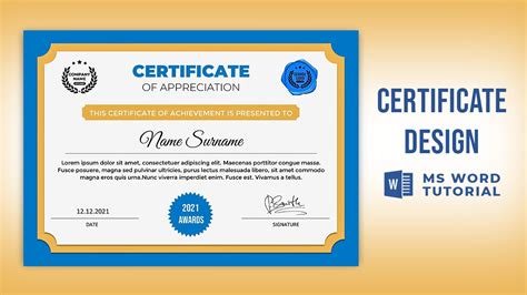 How to make a Certificate in Word Microsoft Word Tutorial YouTube