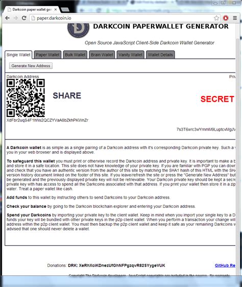 How to make a Darkcoin Paper Wallet Dash