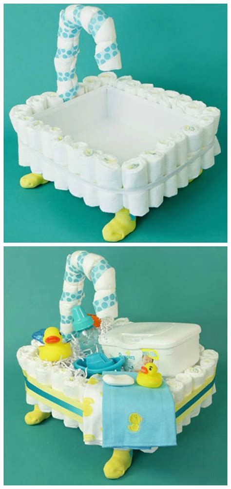 How to make a Diaper Cake for Baby Shower BATH …