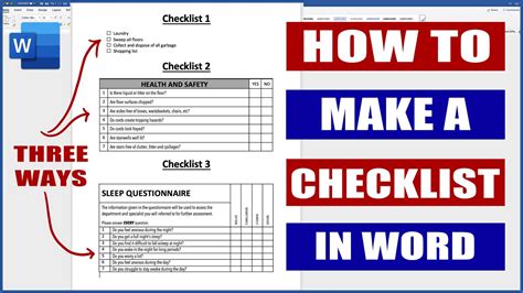 How to make a checklist in word. 3-in-1 Packing List Template. This older version of the spreadsheet was used to create all 3 of the packing lists. The Vacation Packing List, Business Travel Packing List, and College Packing List are each on separate worksheet tabs. Disclaimer: These packing lists are meant only as a guide. 