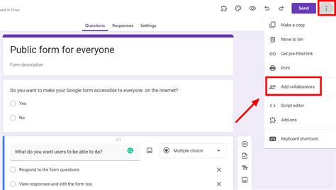 How to make a google form public. 1. The first step is to go to Google Forms. 2. Now you need to create a Google Form using existing templates or use a blank form. 3. Click the “ Settings ” icon at the top right corner of the screen. 4. Now in the “General” tab, you have to make sure that the boxes for “ Collect email addresses ” and “ Limit to 1 response ” are ... 