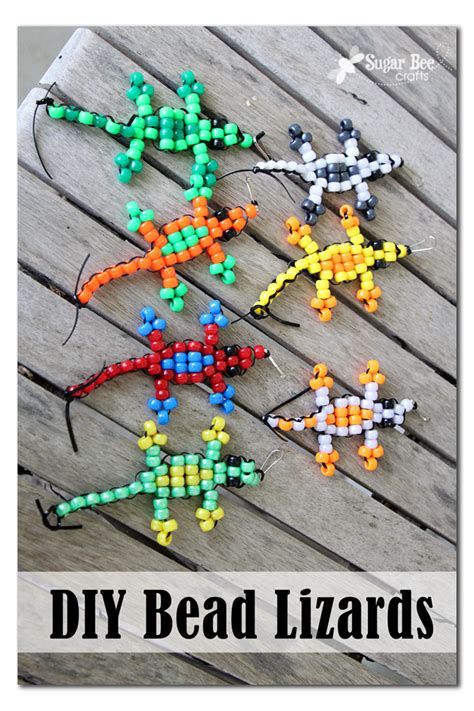 How to make bead lizards. 3. Cute Bead Animal Keychain DIY. An amalgamation of colorful beads makes up this pretty animal keychain. 4. Easy Way to Make Beaded Keychain with Perler Beads. With colorful Perler beads, you can create a whole lot of such animal-shaped magnets and key chains. 5. Dog Animal Pattern with Pony Beads. 