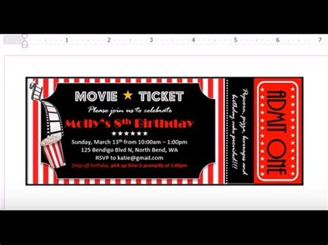 How to make invitation with MS Word - Movie theater ticket …