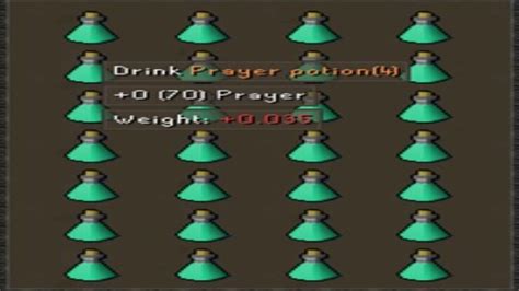 The prayer potion is a potion made with Herblore that restores 72 to 