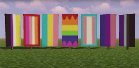 Use black dye and the outline banner pattern on top of all that and you have your flag! :) Then for the trans flag you need to: Q 1 make a pink Banner first then: 2. Use the banner pattern that kind of covers the top and bottom (NOT the fading one) it won't cover the whole banner and will therefore still leave space for the pink to be visible 3.. 