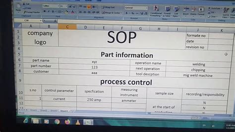 How to make sop in excel for quality department YouTube