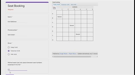 How to make theatre seat booking system with Google Sheets and Form