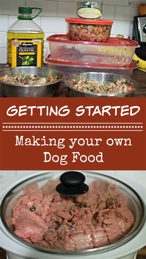 How to make your own dog food. Skim off any foam that rises to the top during the first hour of cooking. Loosely cover and simmer on the stovetop’s lowest setting for 24 hours. You may need to add a little water during the cooking process if it water level goes below the top of the ingredients. Strain and discard cooked bones and vegetables. 