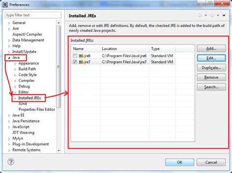 How to manage JRE installations in Eclipse