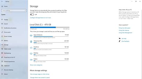 How to manage storage in settings
