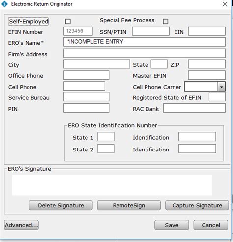 How to manually add ERO information in the EF Originators database in